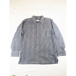 Playboy Men's Medium‎ Blue Denim Button Down Shirt Western Bunny Logo Casual